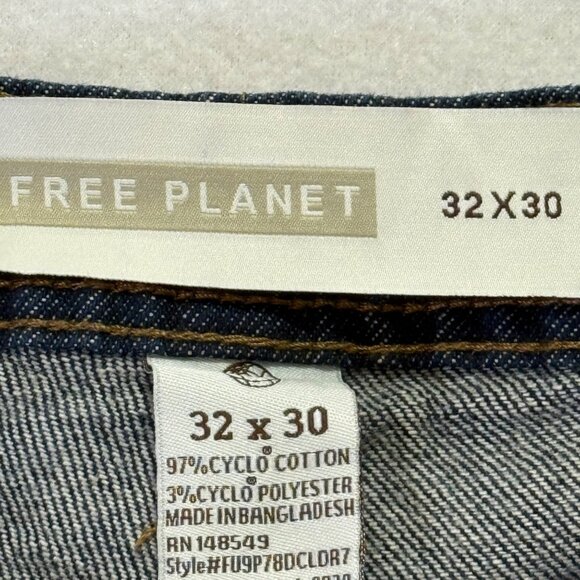 Free Planet Men's Casual Tapered Regular Fit Mid Rise Blue Denim Jean 32x30 NWT - Picture 6 of 10